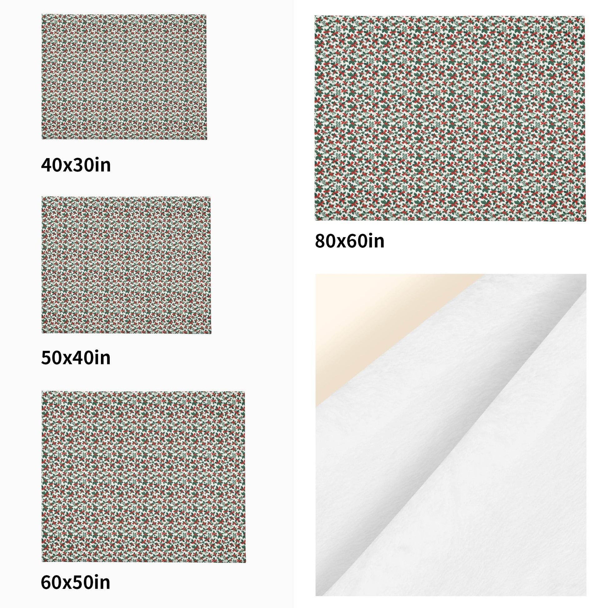 Holly Bows Horizontal Flannel Breathable Blanket 4 Sizes - DeRose Seasonal