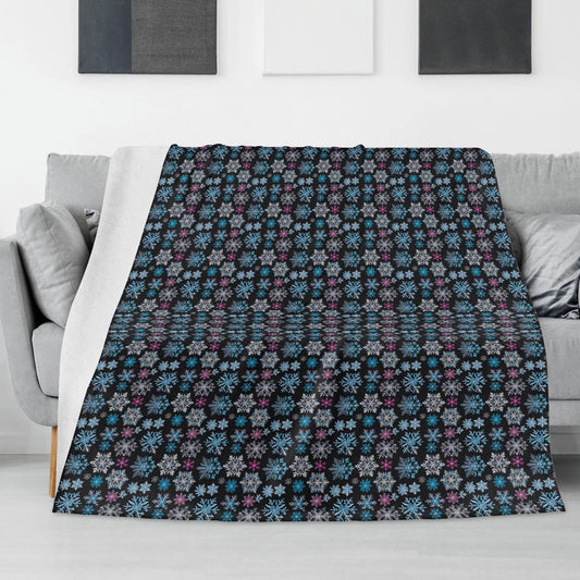 Party Snowflakes Horizontal Flannel Breathable Blanket 4 Sizes - DeRose Seasonal