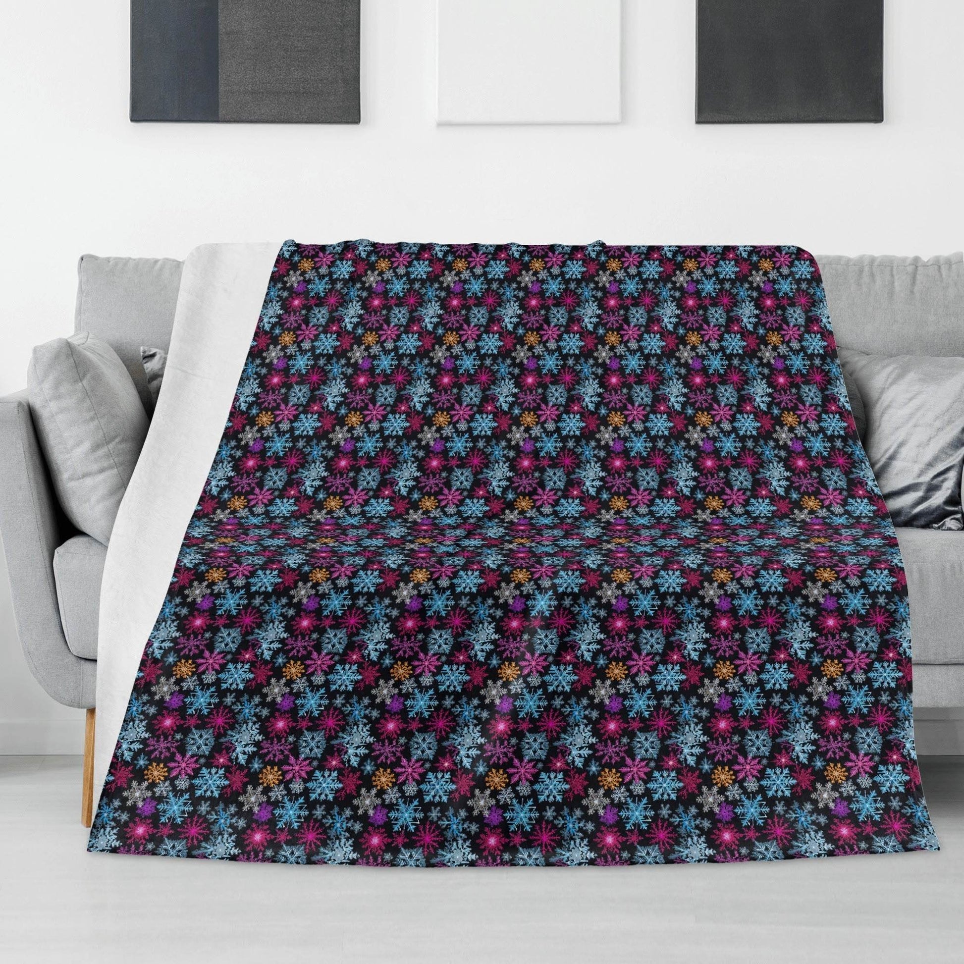 Colorful Party Snowflakes Horizontal Flannel Breathable Blanket 4 Sizes - DeRose Seasonal