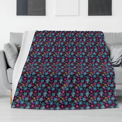 Colorful Party Snowflakes Horizontal Flannel Breathable Blanket 4 Sizes - DeRose Seasonal