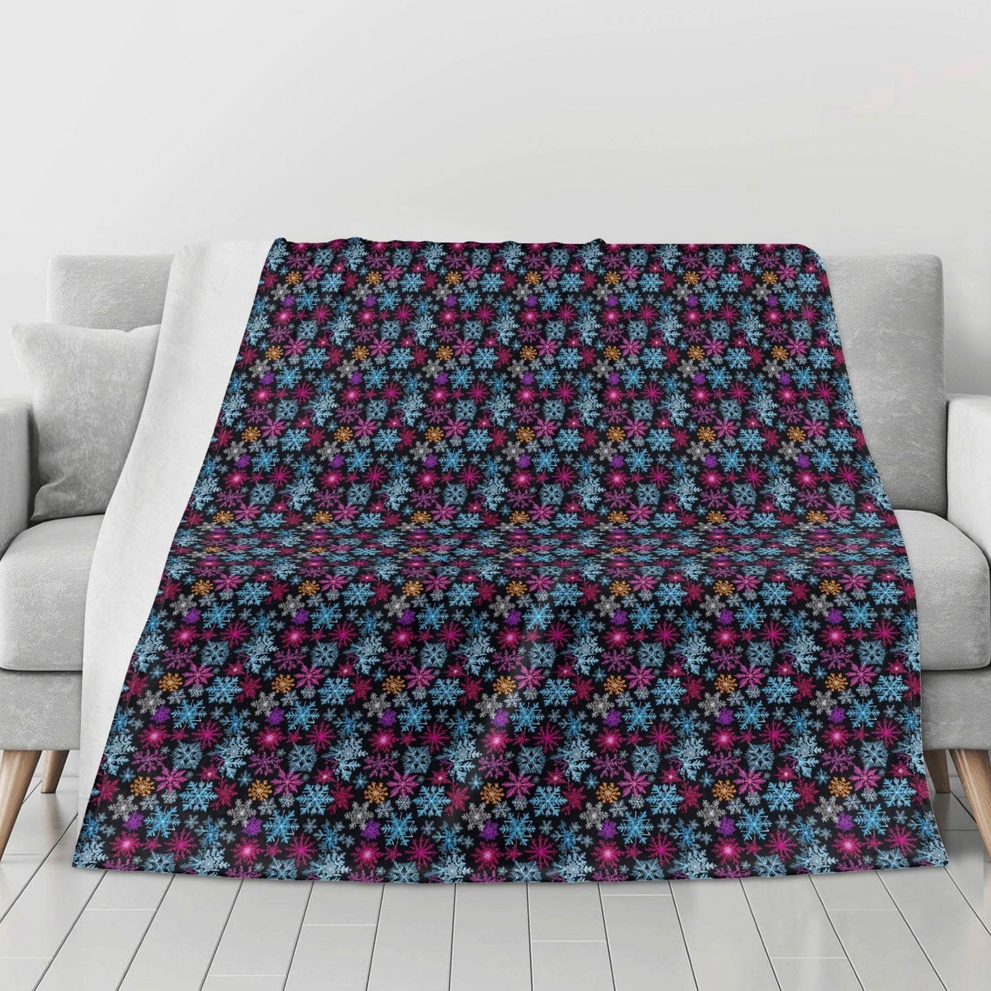 Colorful Party Snowflakes Horizontal Flannel Breathable Blanket 4 Sizes - DeRose Seasonal