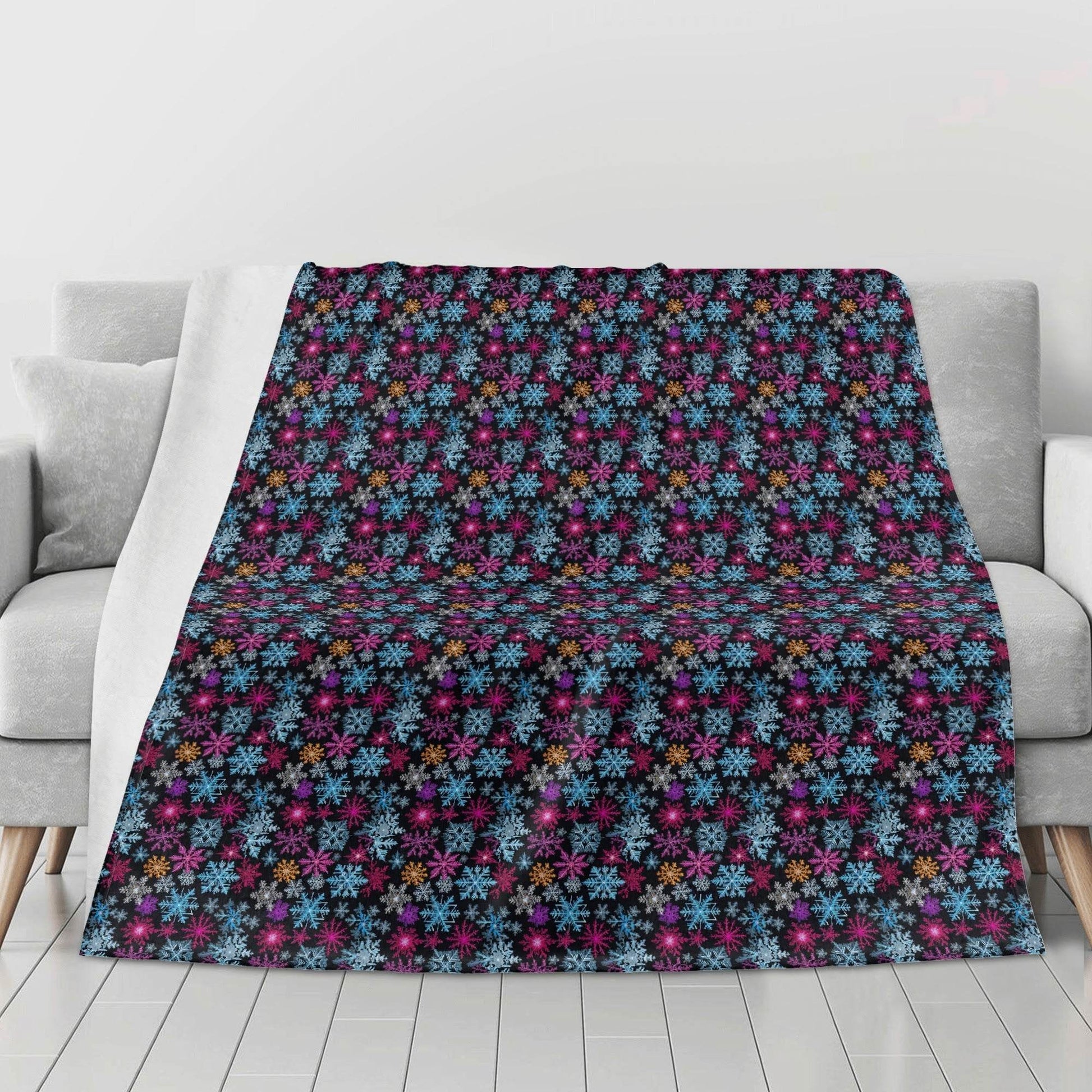 Colorful Party Snowflakes Horizontal Flannel Breathable Blanket 4 Sizes - DeRose Seasonal