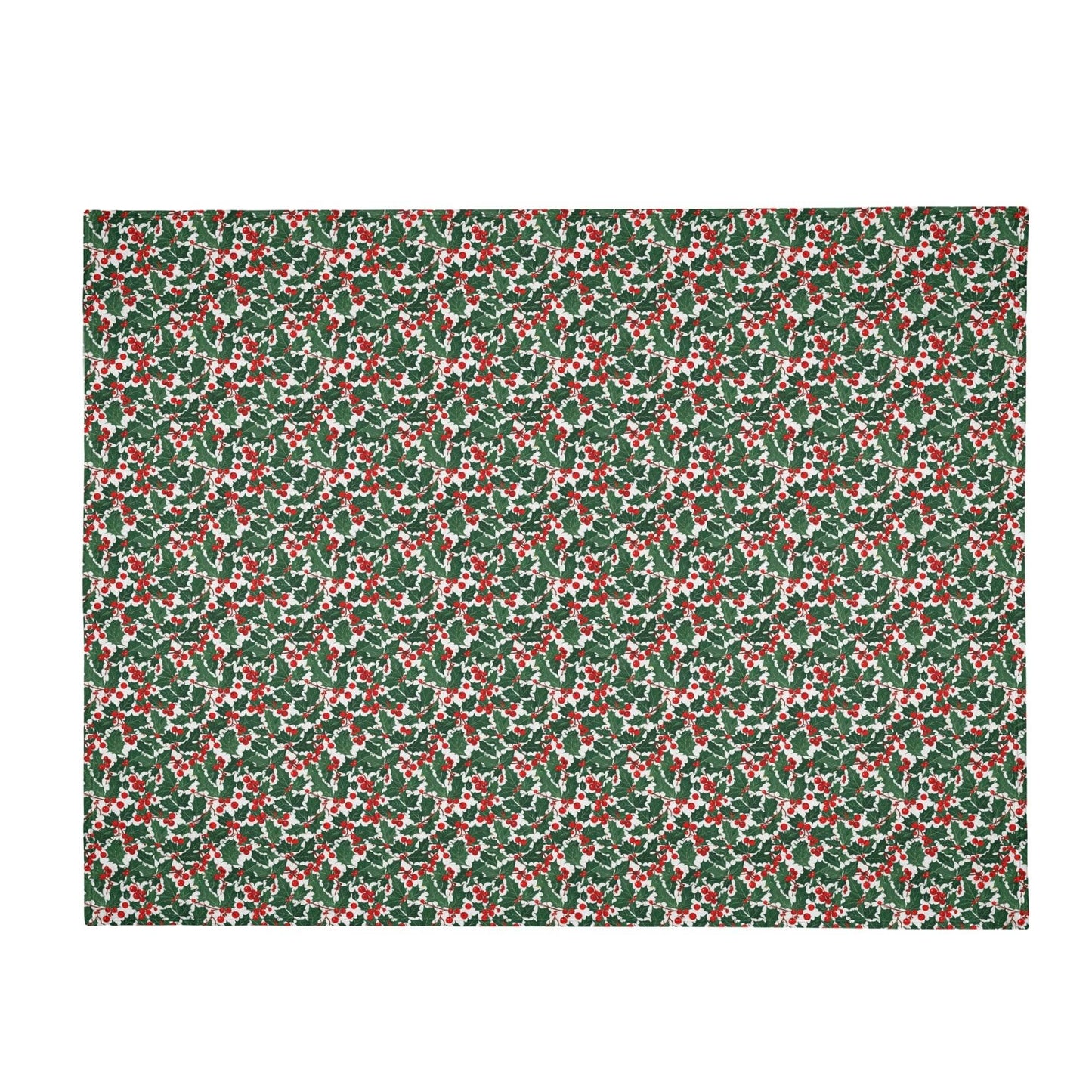 Christmas Holly Horizontal Flannel Breathable Blanket 4 Sizes - DeRose Seasonal