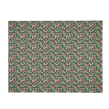 Christmas Holly Horizontal Flannel Breathable Blanket 4 Sizes - DeRose Seasonal