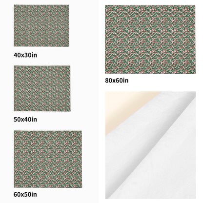 Christmas Holly Horizontal Flannel Breathable Blanket 4 Sizes - DeRose Seasonal