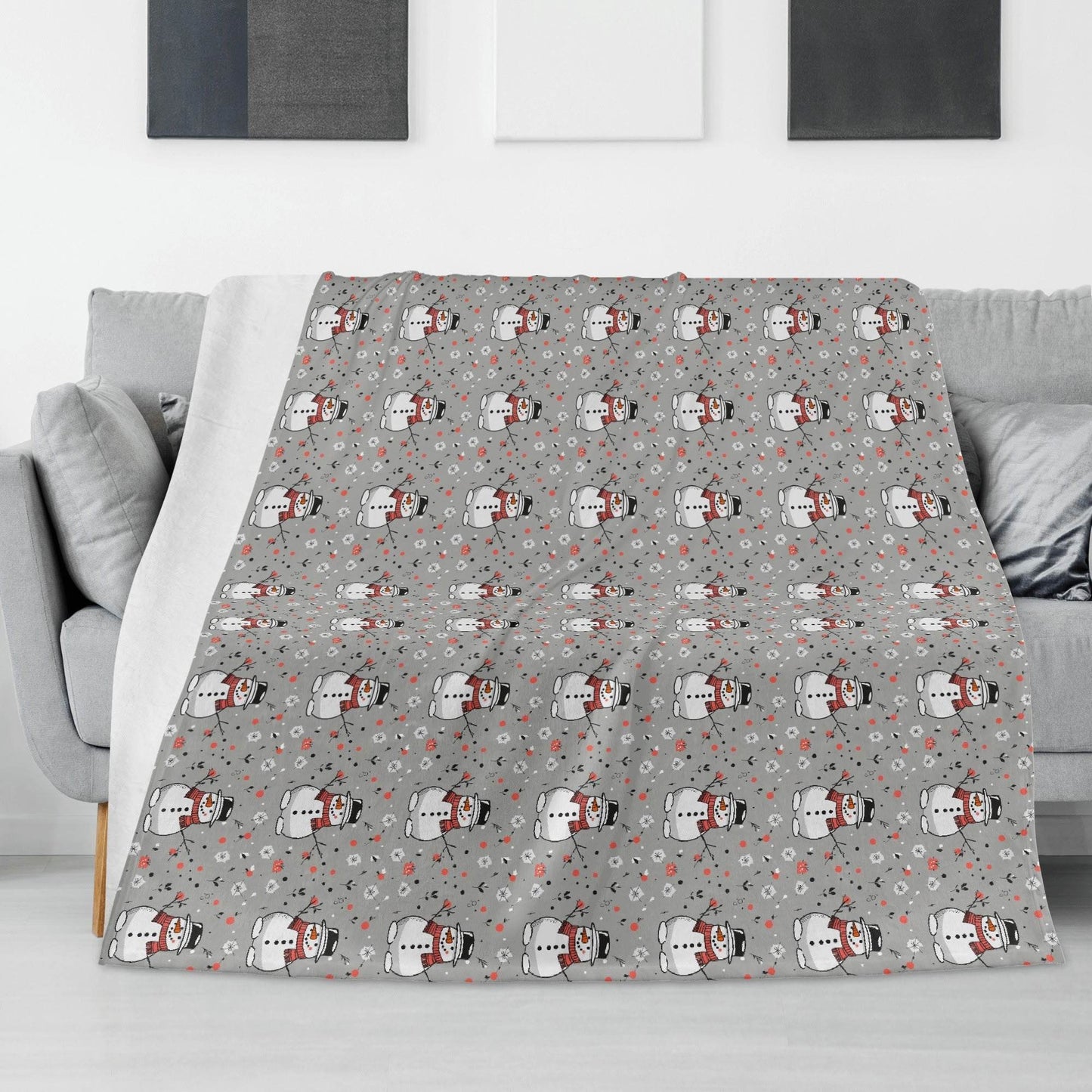 Snowman Horizontal Flannel Breathable Blanket 4 Sizes - DeRose Seasonal