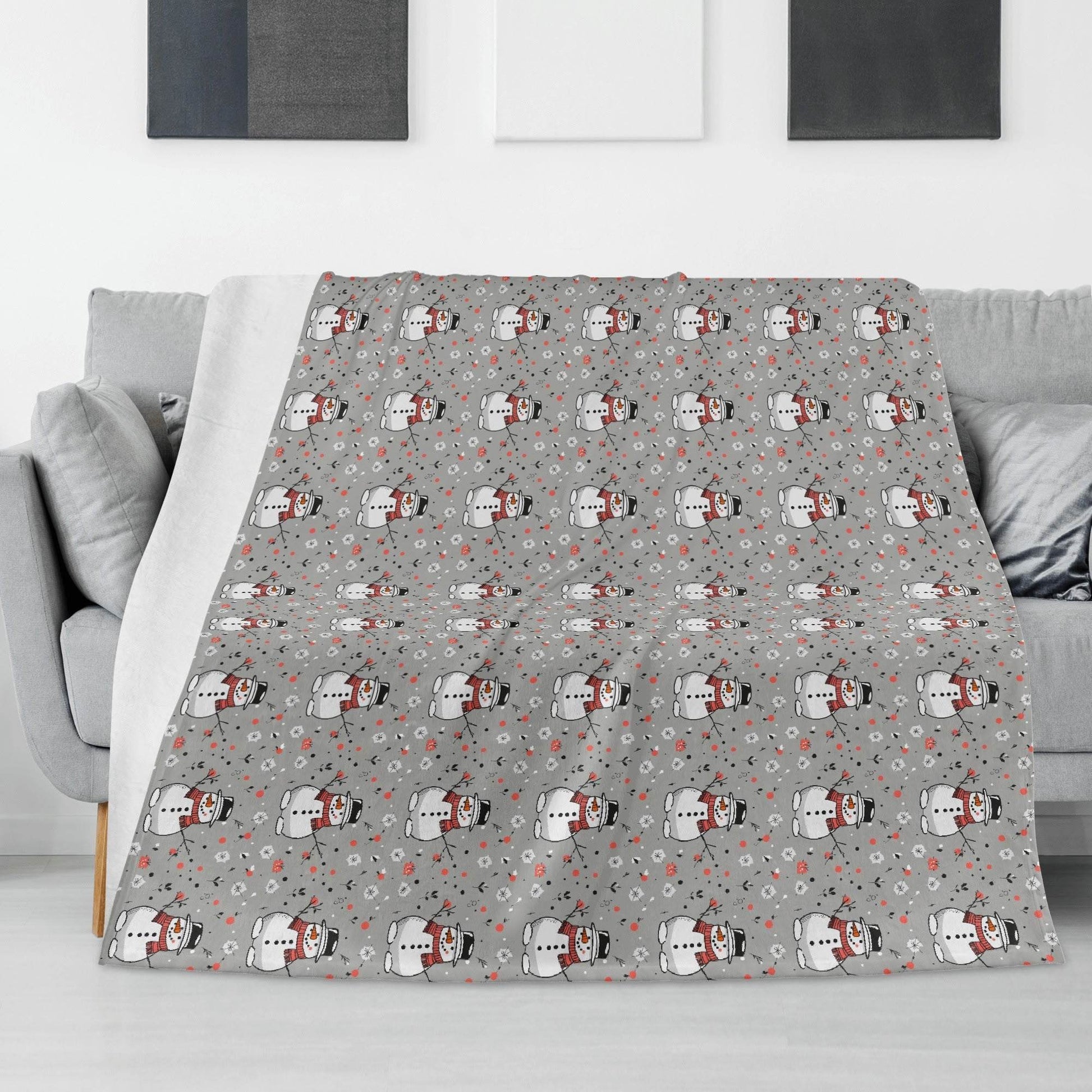 Snowman Horizontal Flannel Breathable Blanket 4 Sizes - DeRose Seasonal