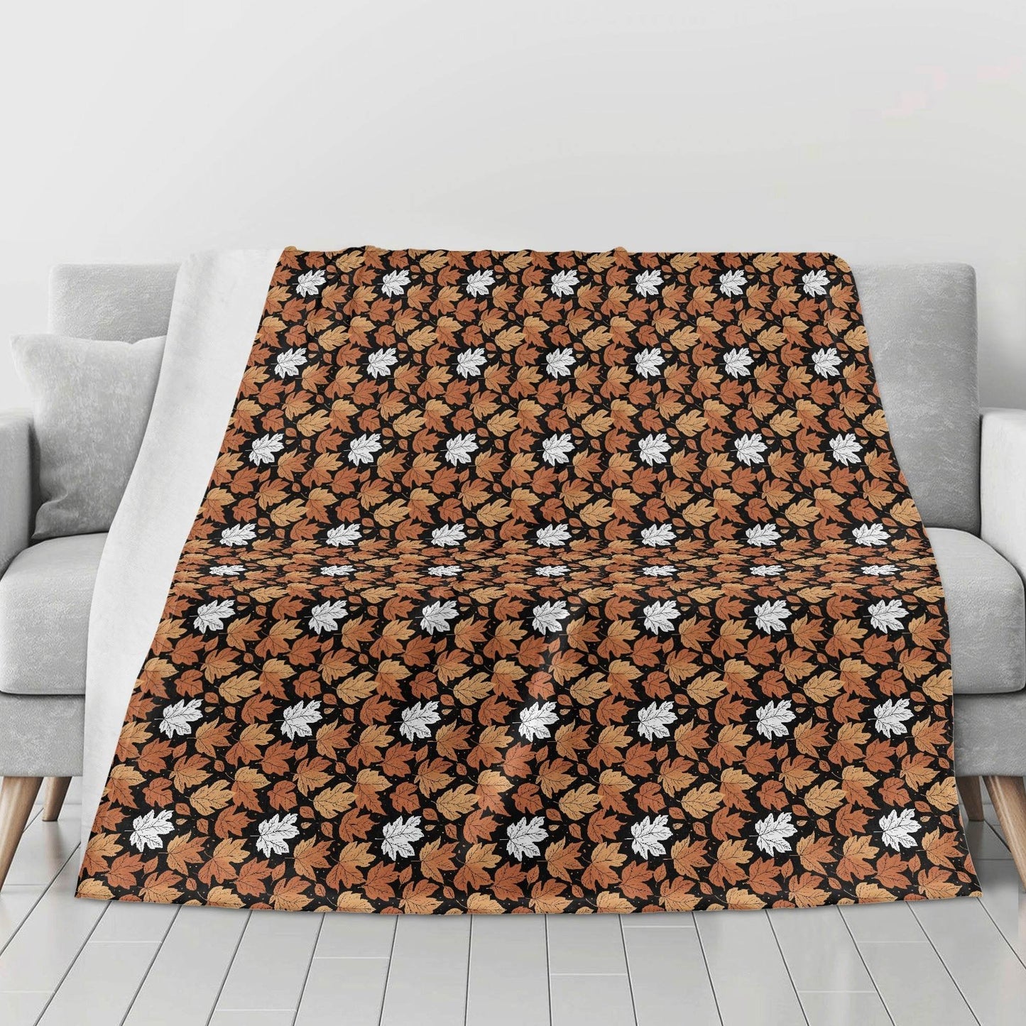 Maple Leaves Horizontal Flannel Breathable Blanket 4 Sizes - DeRose Seasonal