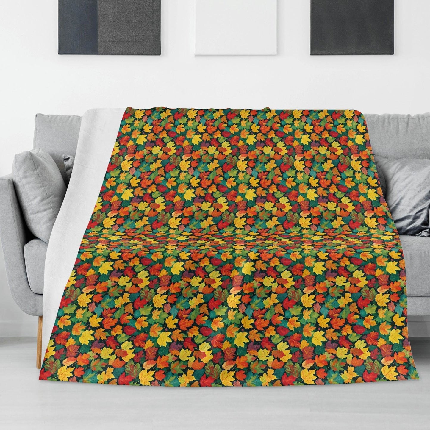 Colorful Leaves Horizontal Flannel Breathable Blanket 4 Sizes - DeRose Seasonal