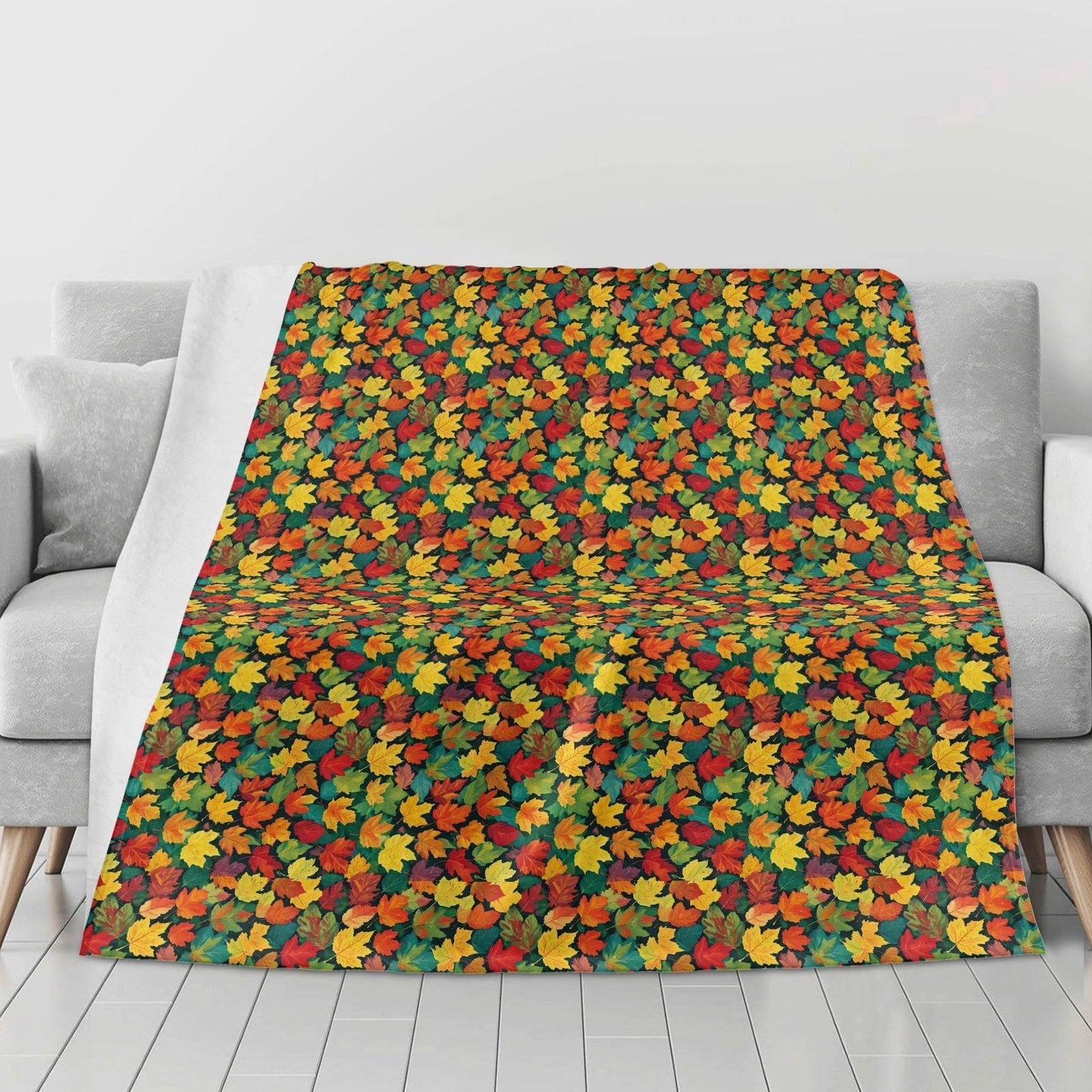Colorful Leaves Horizontal Flannel Breathable Blanket 4 Sizes - DeRose Seasonal