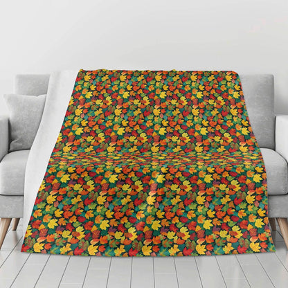 Colorful Leaves Horizontal Flannel Breathable Blanket 4 Sizes - DeRose Seasonal