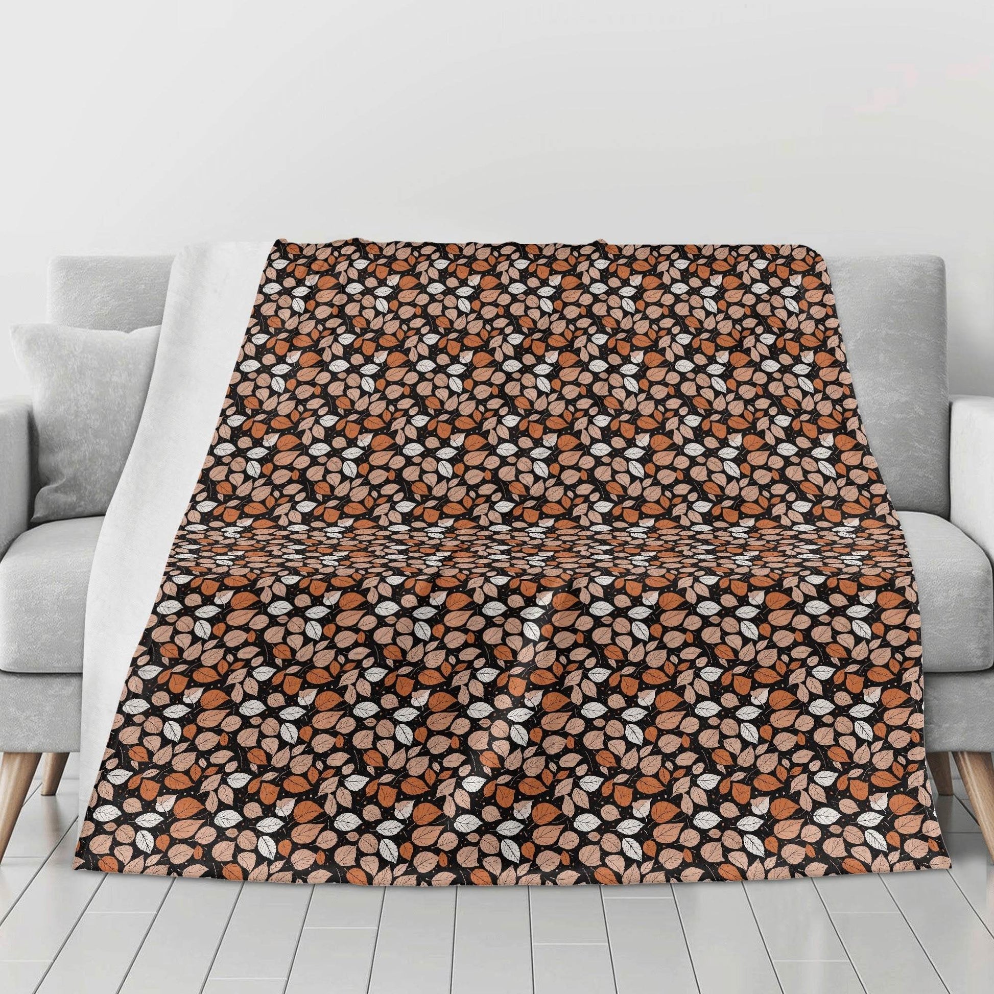 Dark Leaves Horizontal Flannel Breathable Blanket 4 Sizes - DeRose Seasonal