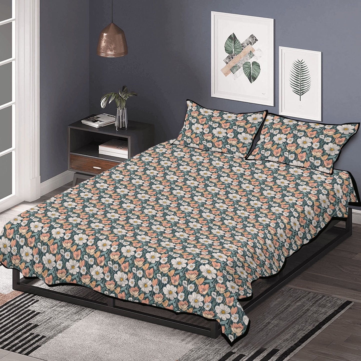 Tulips and Daisys Quilt Bedding Set - DeRose Seasonal