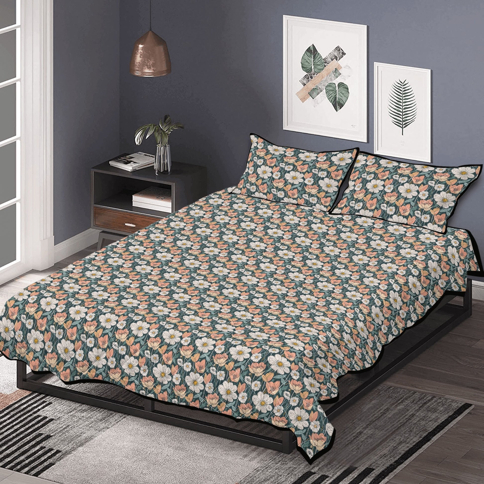 Tulips and Daisys Quilt Bedding Set - DeRose Seasonal