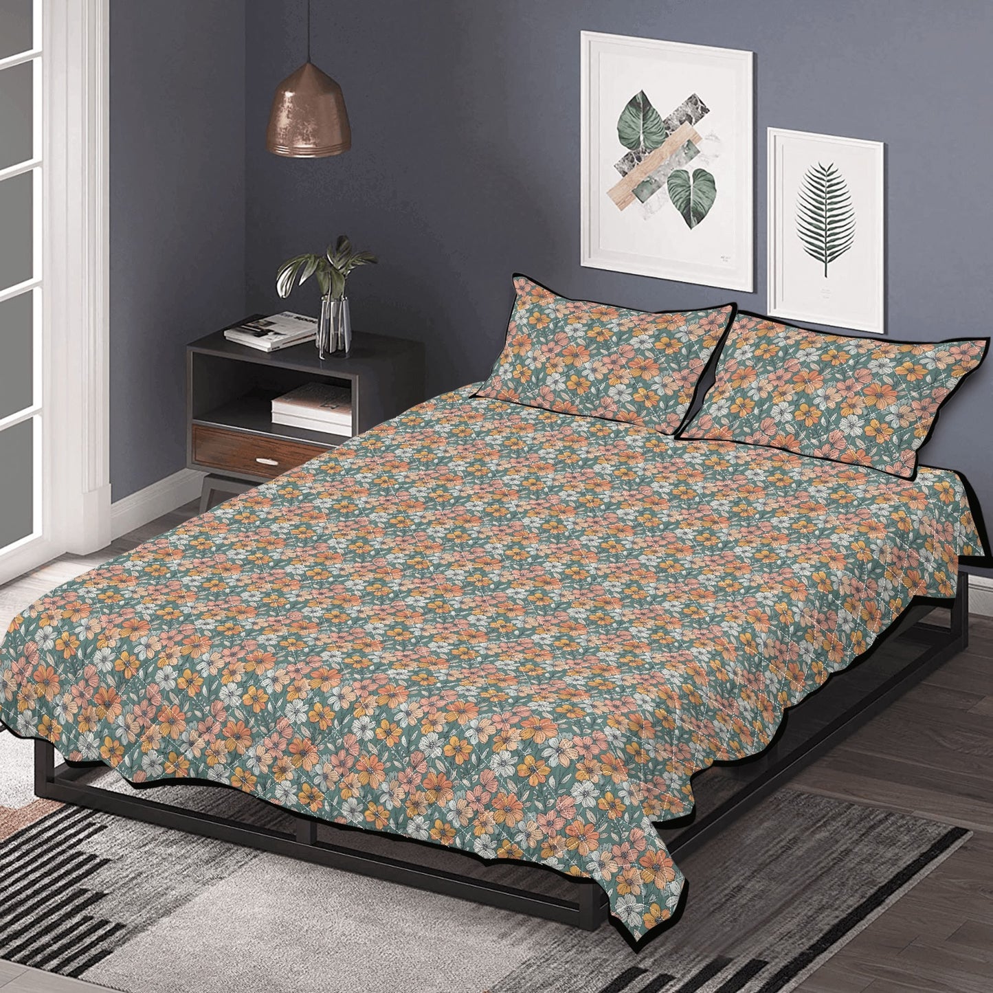 Pastel Flowers Quilt Bedding Set - DeRose Seasonal