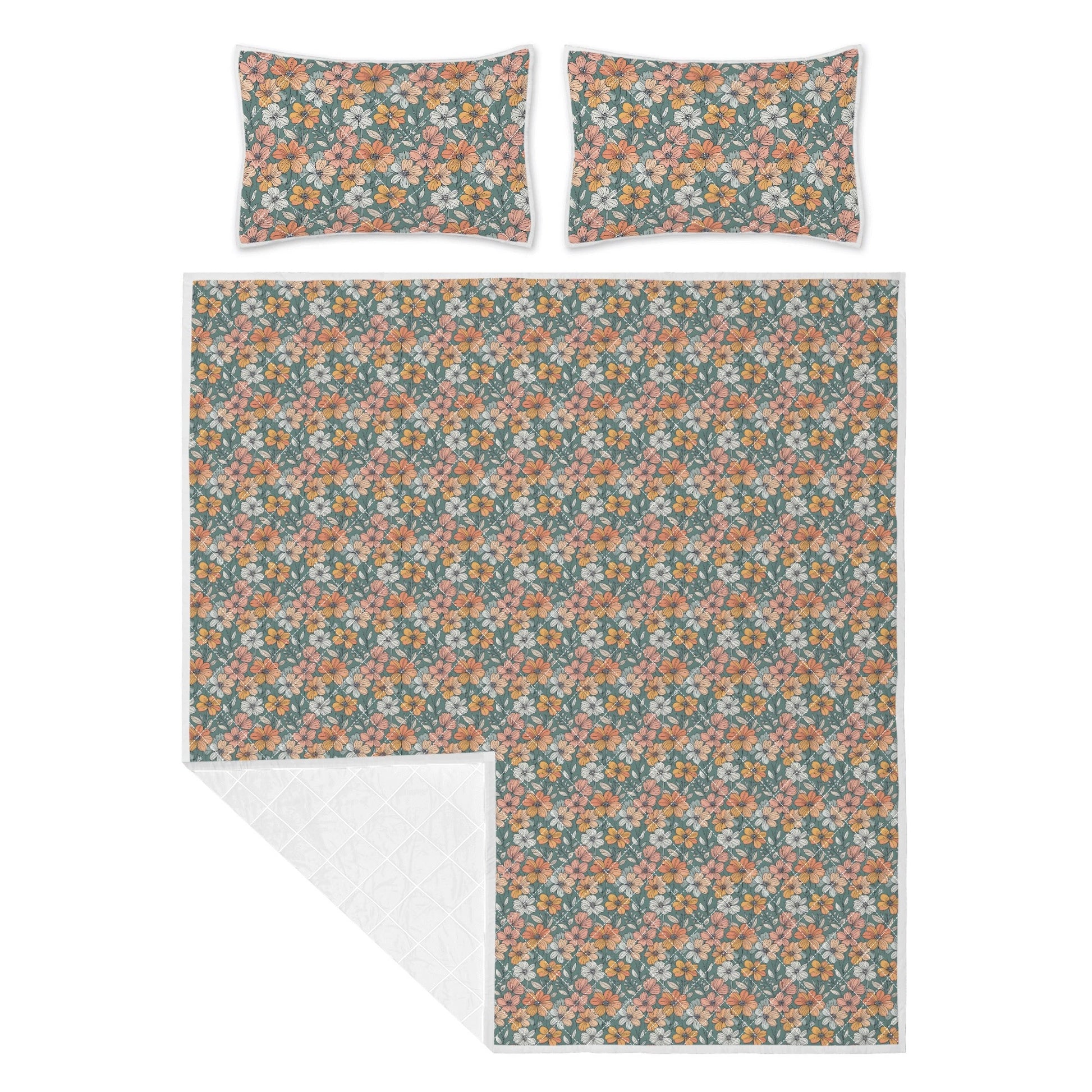Pastel Flowers Quilt Bedding Set - DeRose Seasonal