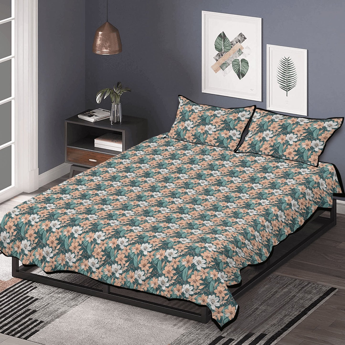 Pastel Floral Quilt Bedding Set - DeRose Seasonal