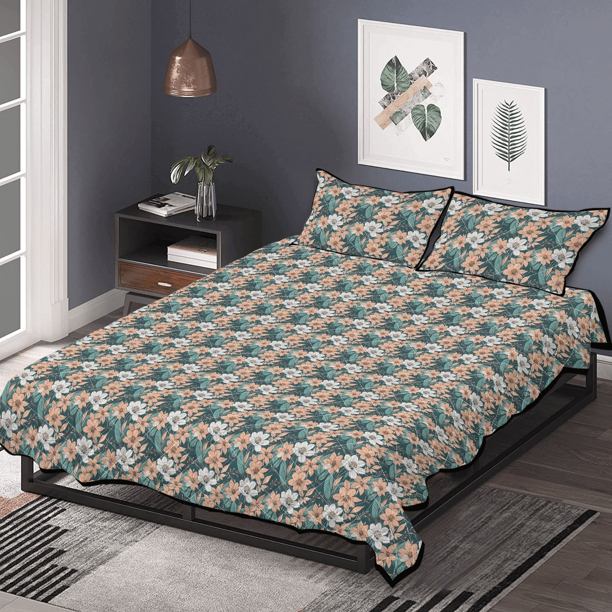 Pastel Floral Quilt Bedding Set - DeRose Seasonal