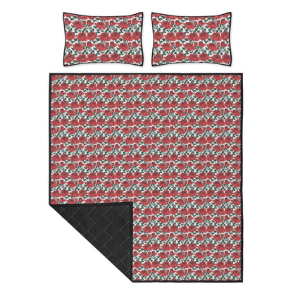 Red Leafy Roses Quilt Bedding Set - DeRose Seasonal