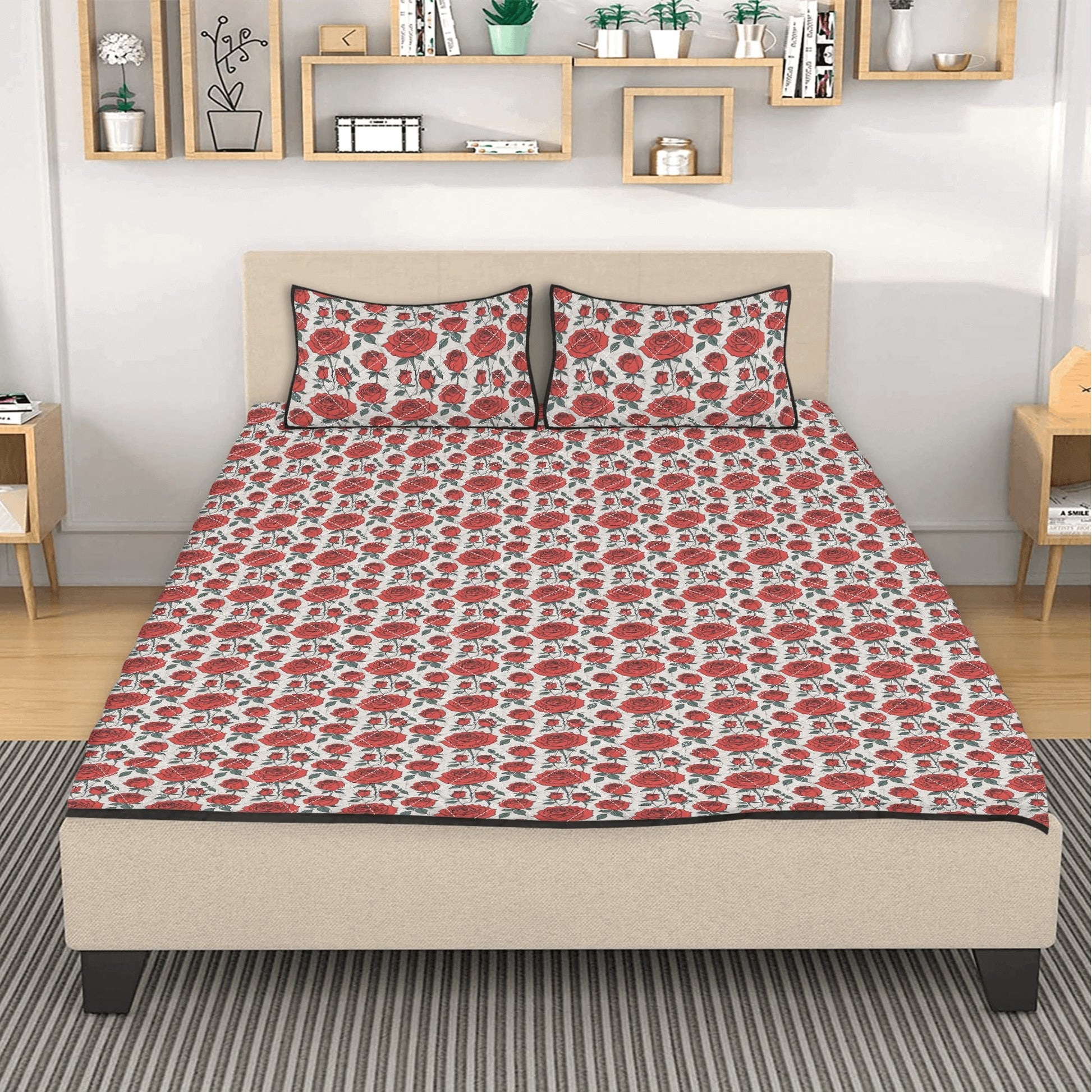 Red Roses Quilt Bedding Set - DeRose Seasonal