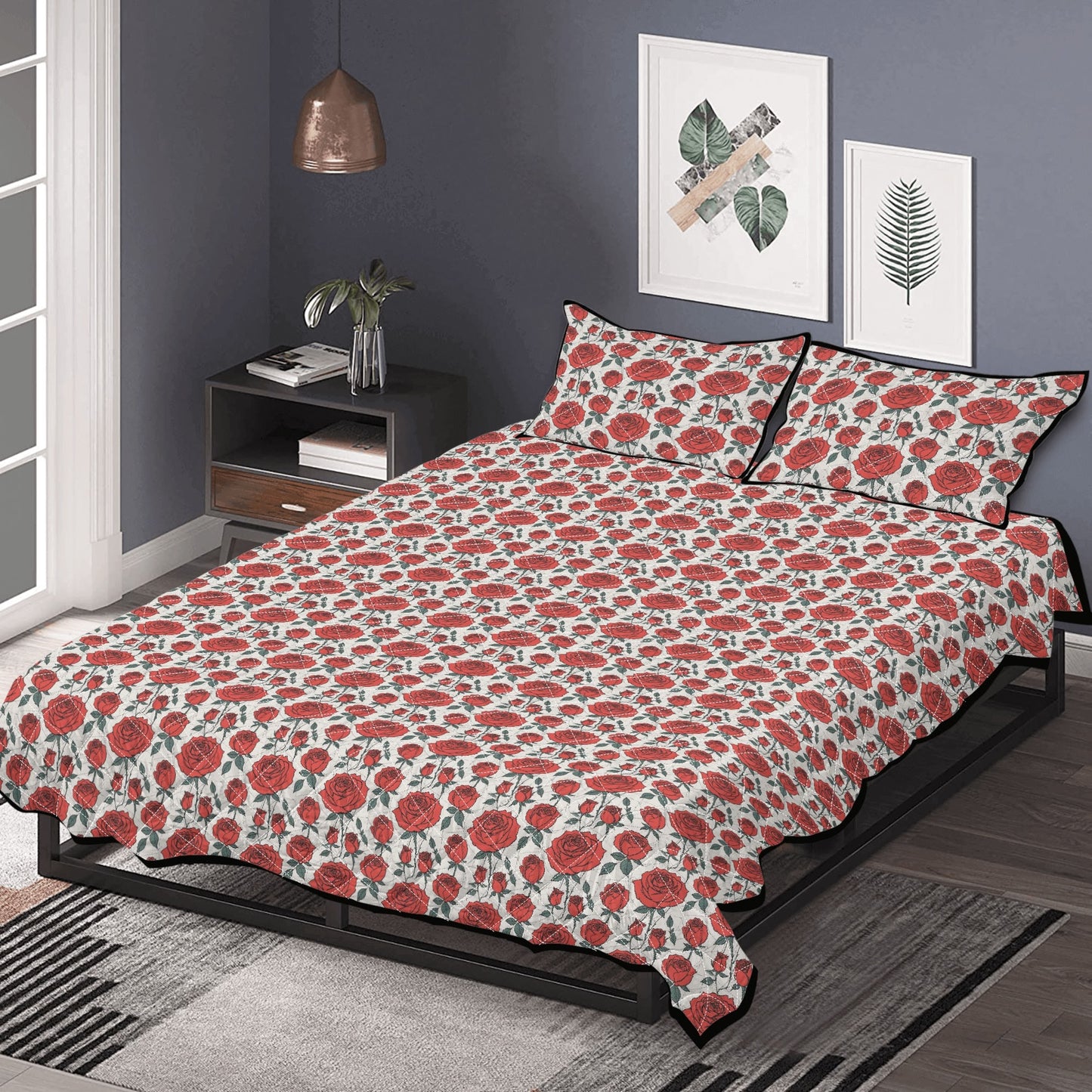 Red Roses Quilt Bedding Set - DeRose Seasonal