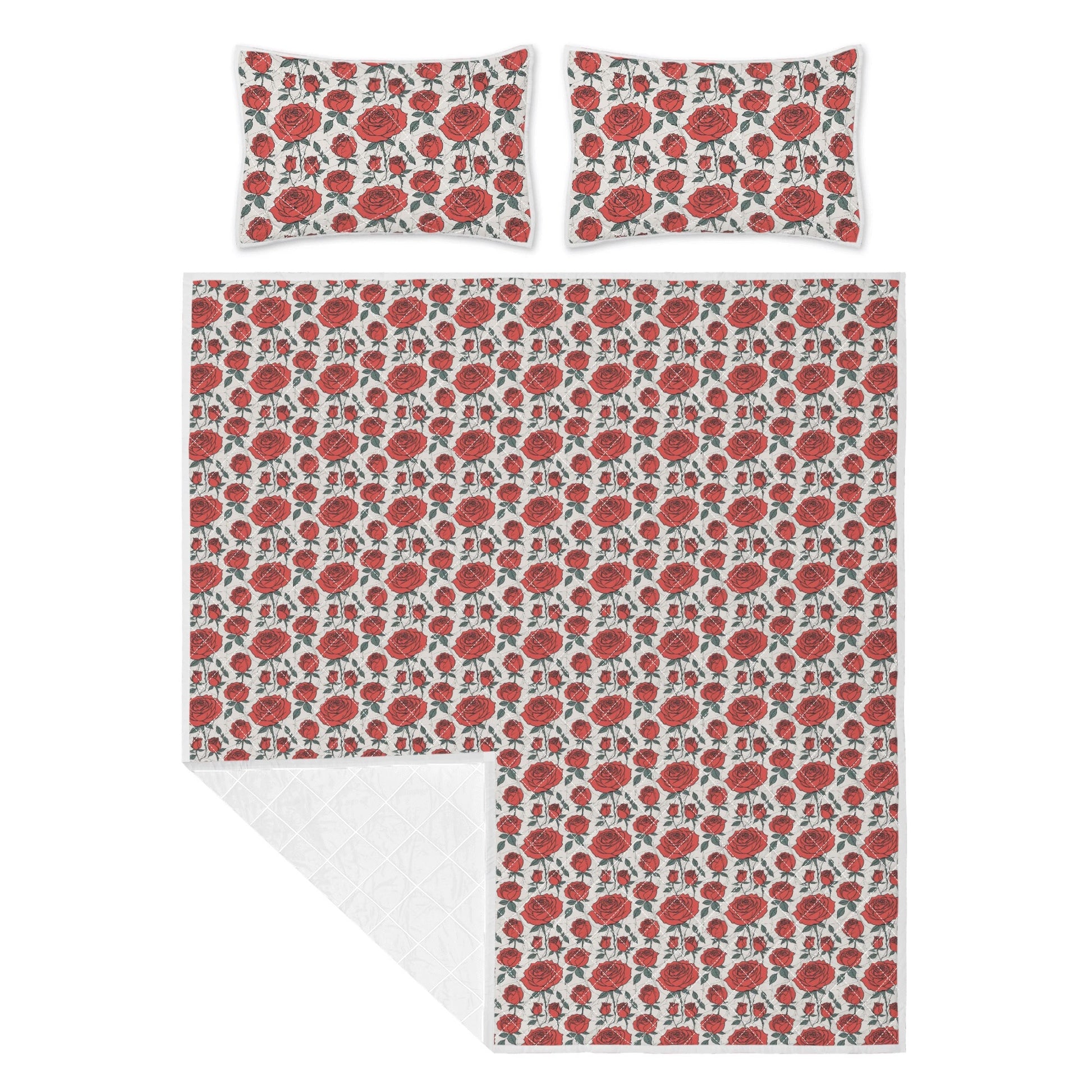 Red Roses Quilt Bedding Set - DeRose Seasonal
