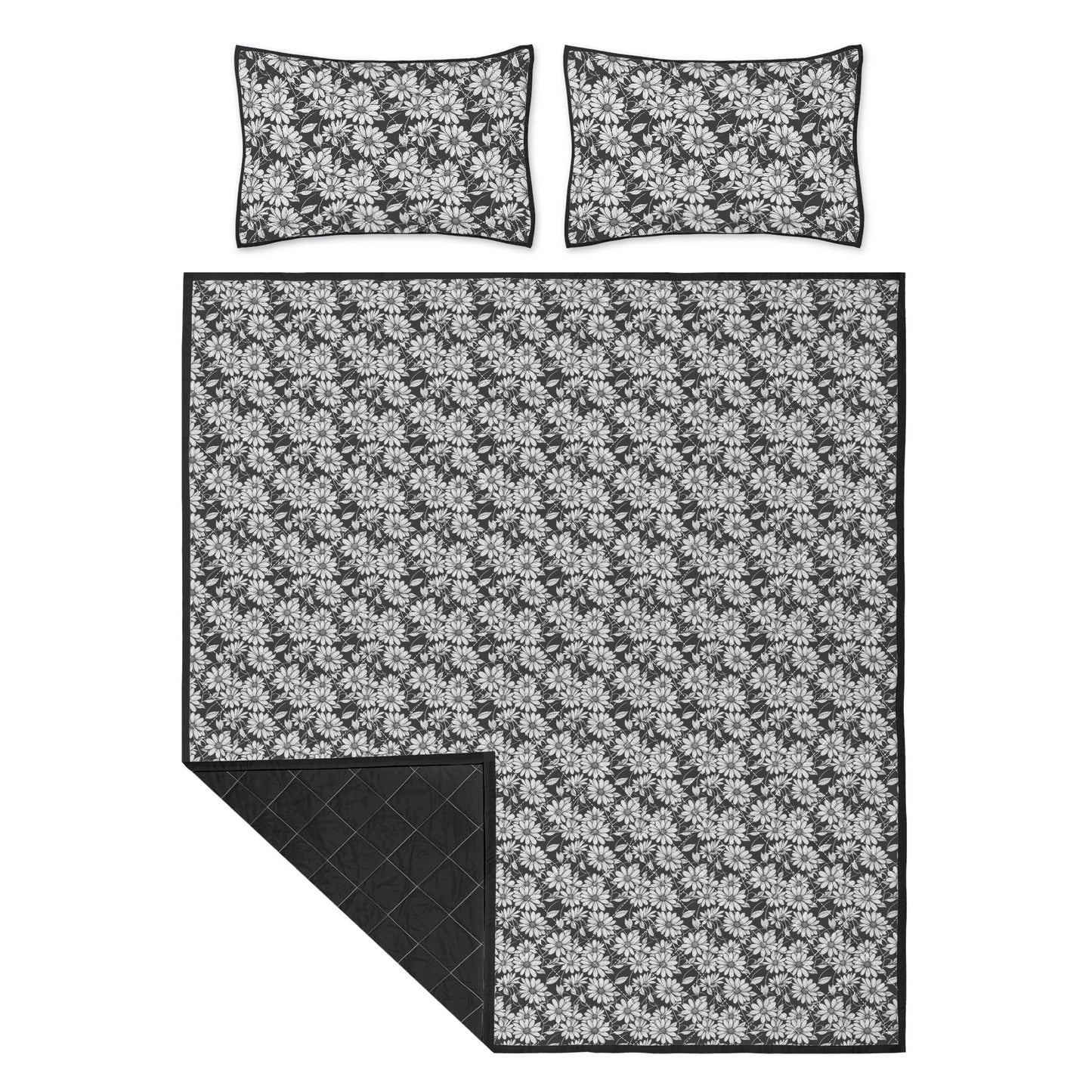 Black and White Daisys Quilt Bedding Set - DeRose Seasonal