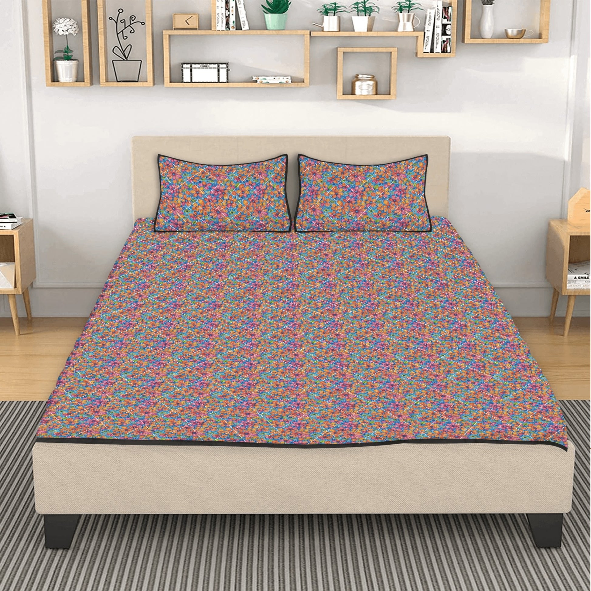 Floral Trippy Quilt Bedding Set - DeRose Seasonal
