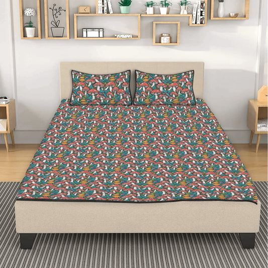 Colored Mushrooms Quilt Bedding Set - DeRose Seasonal