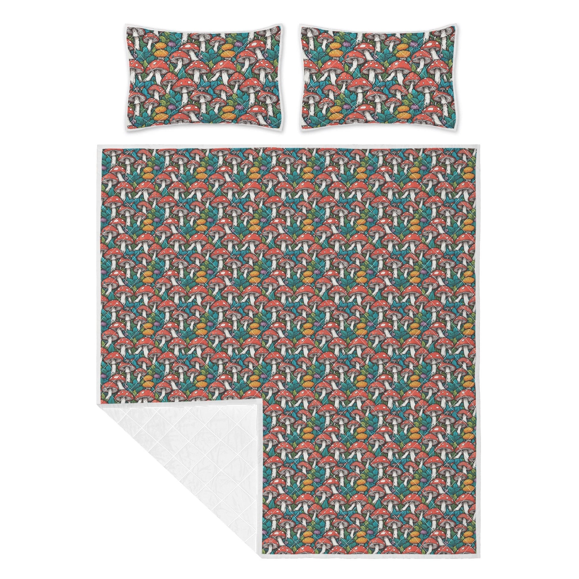 Colored Mushrooms Quilt Bedding Set - DeRose Seasonal