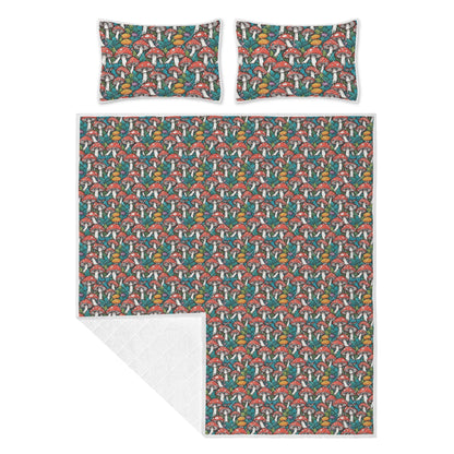 Colored Mushrooms Quilt Bedding Set - DeRose Seasonal