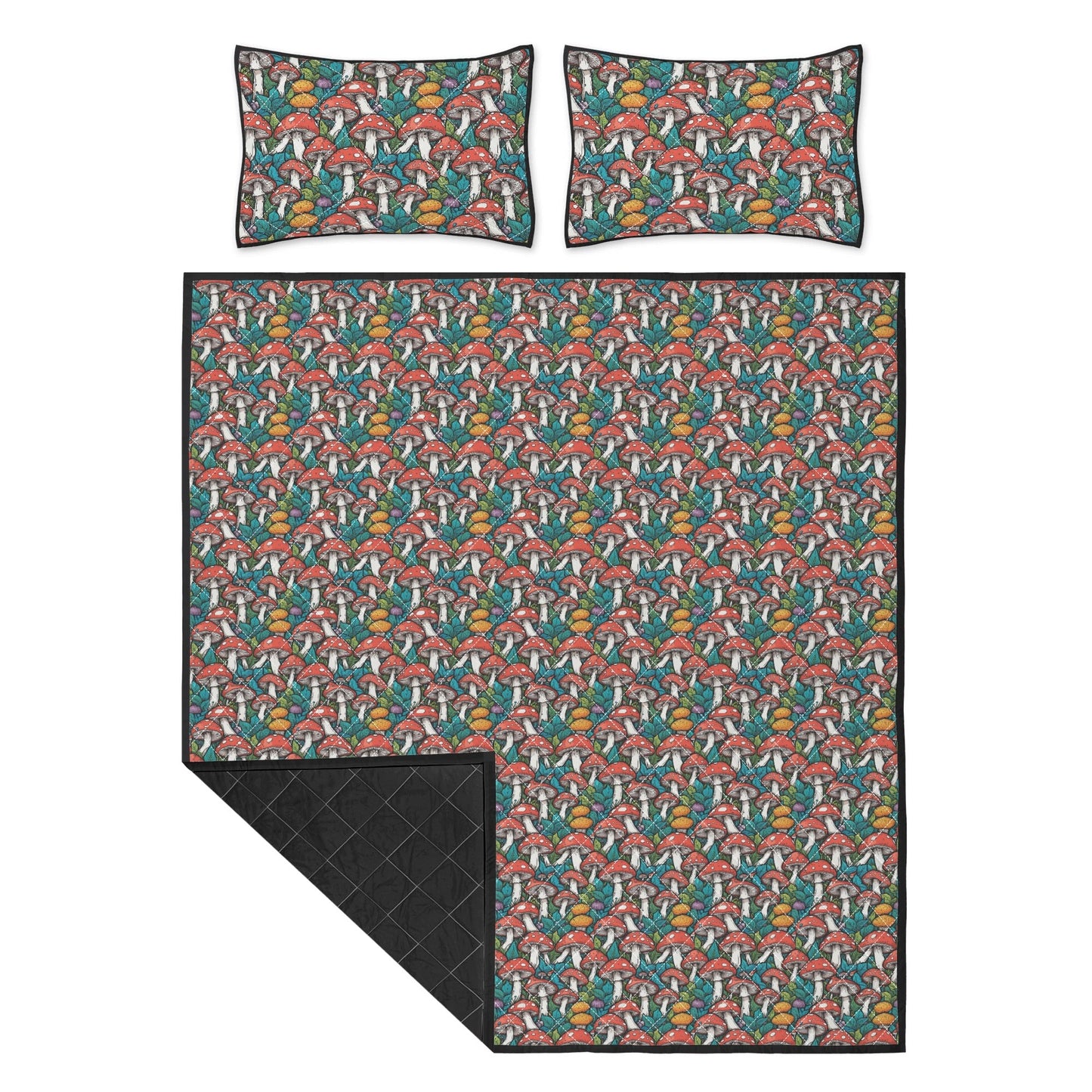 Colored Mushrooms Quilt Bedding Set - DeRose Seasonal