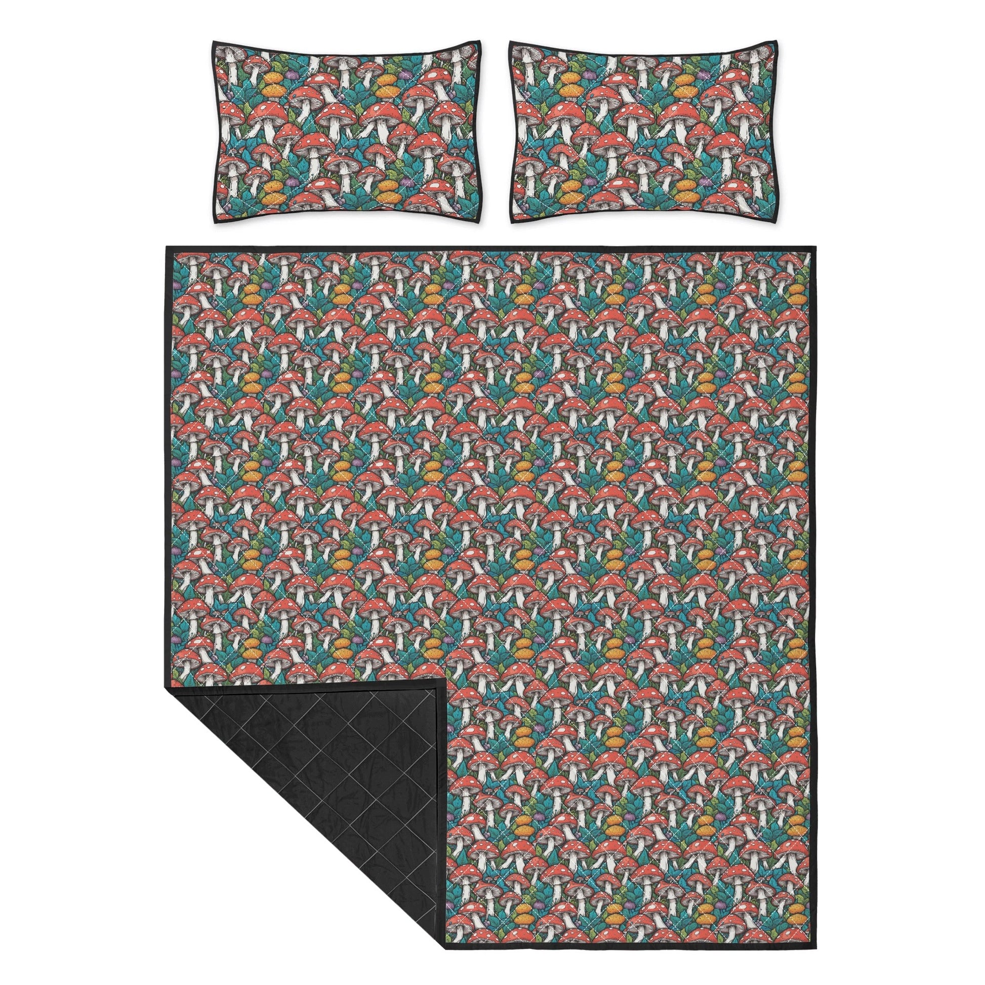 Colored Mushrooms Quilt Bedding Set - DeRose Seasonal