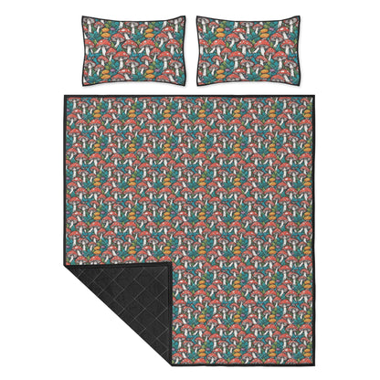 Colored Mushrooms Quilt Bedding Set - DeRose Seasonal