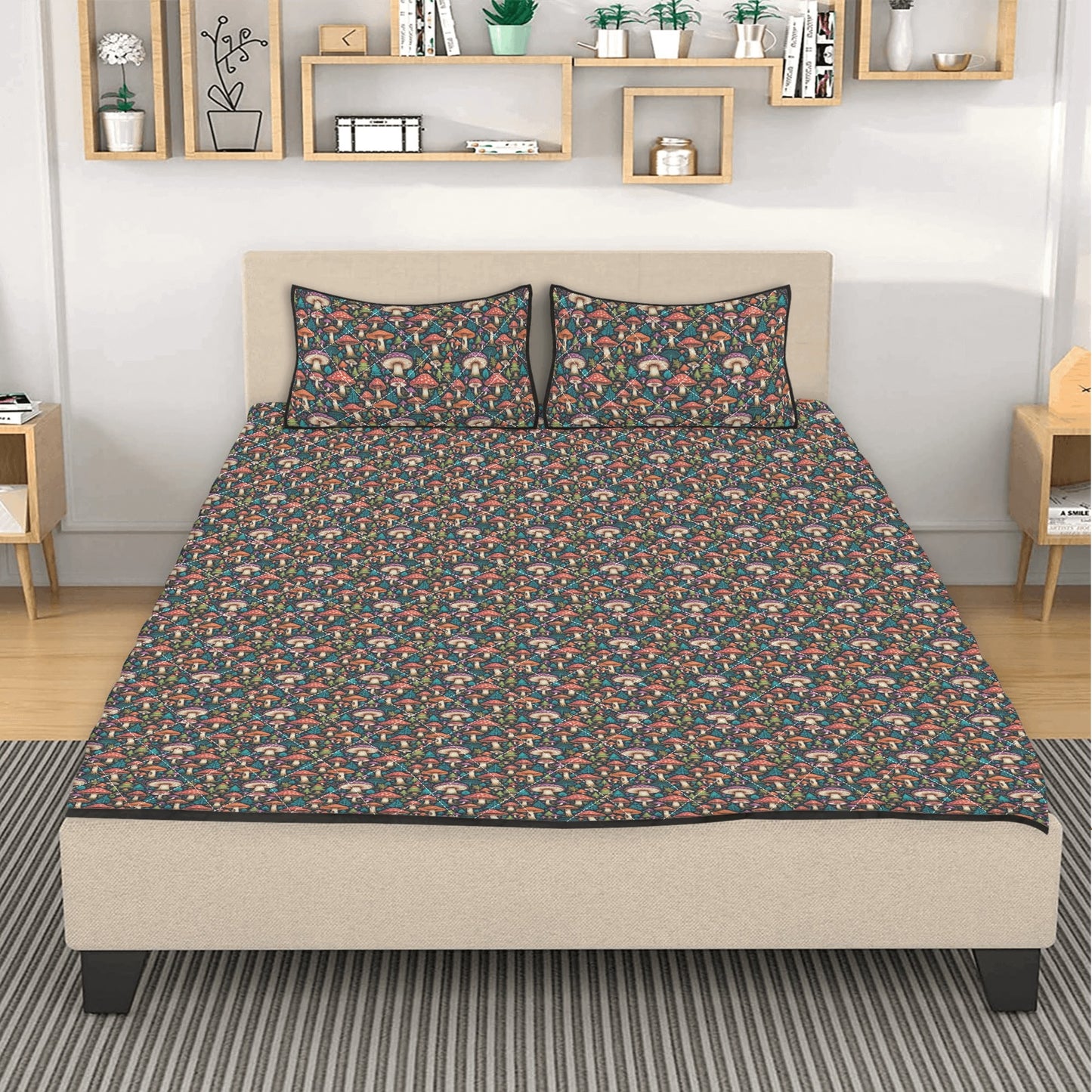 Forest Shrooms Quilt Bedding Set - DeRose Seasonal