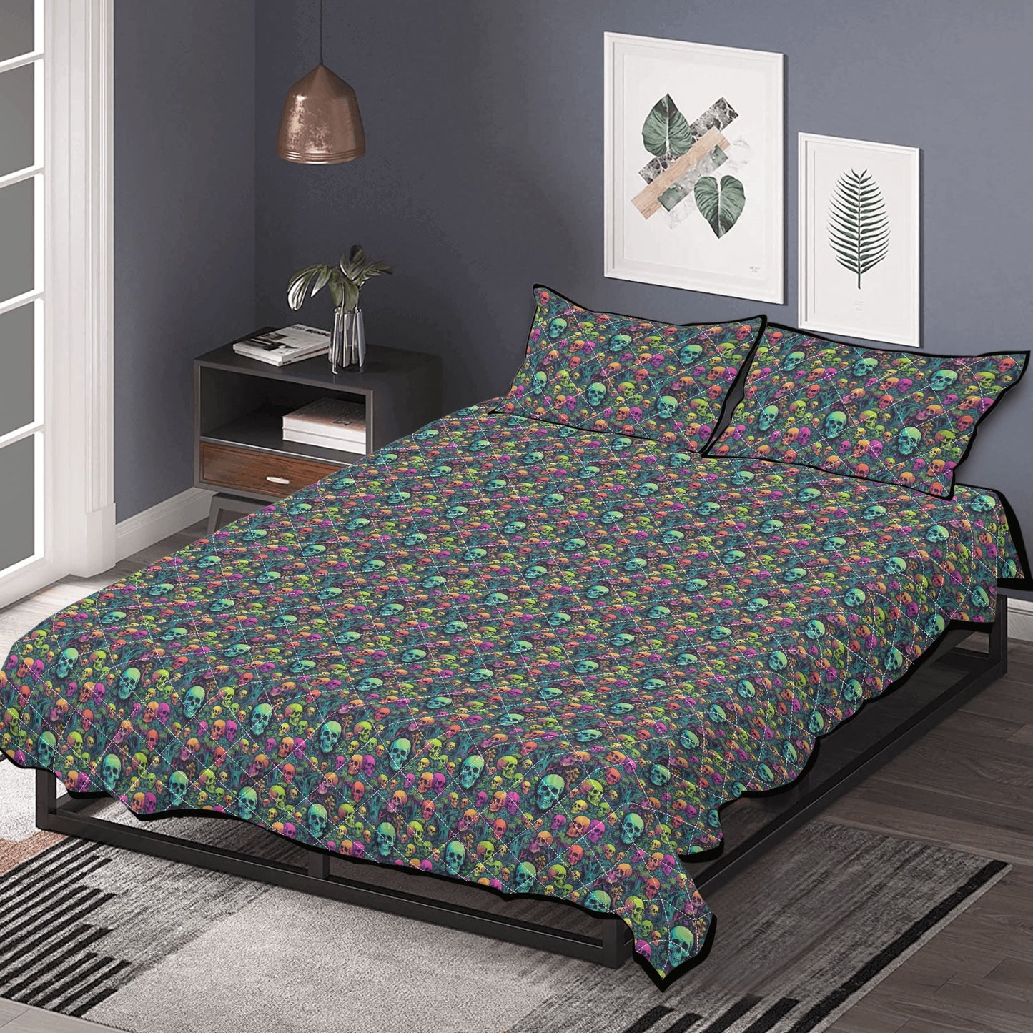 Trippy Skulls Quilt Bedding Set - DeRose Seasonal