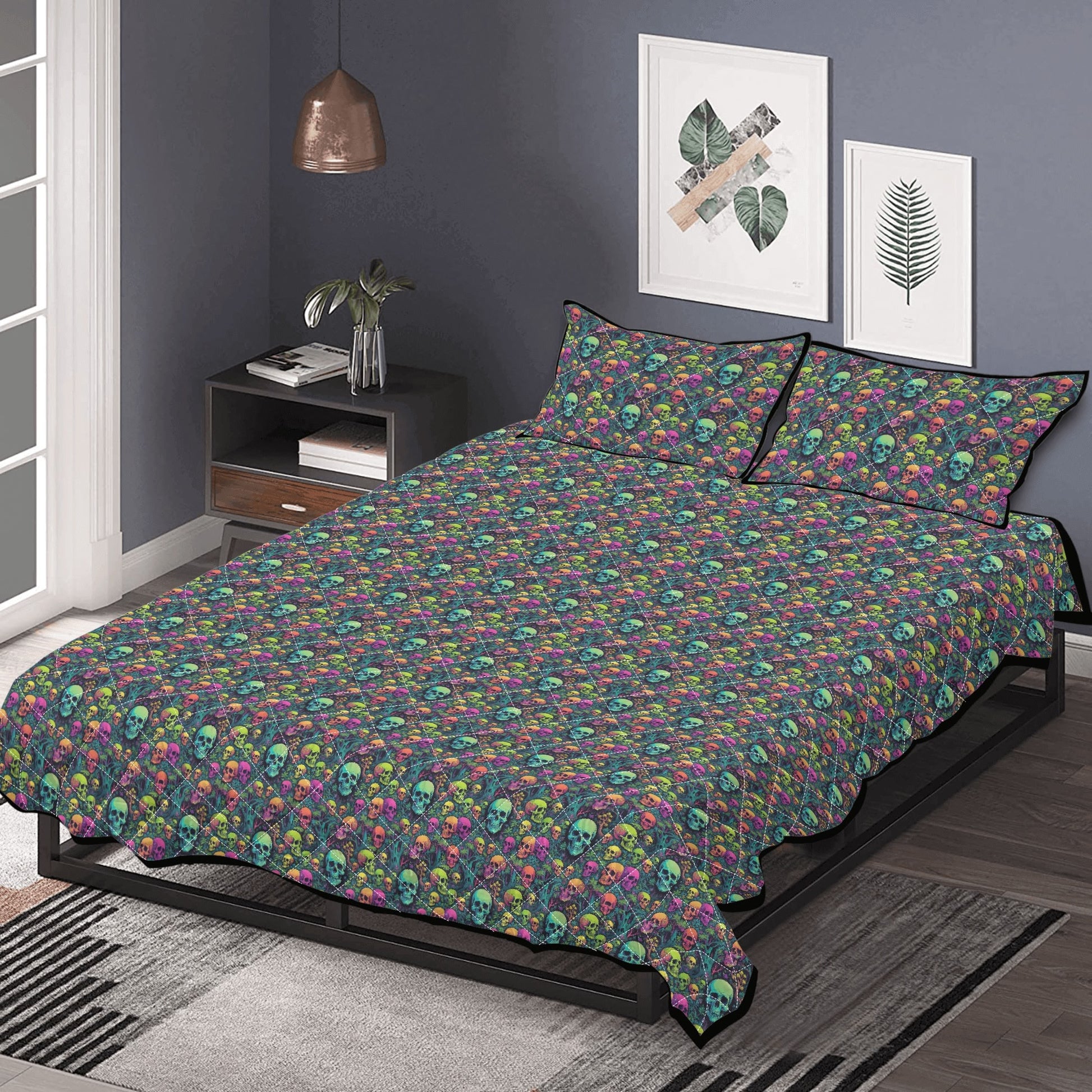 Trippy Skulls Quilt Bedding Set - DeRose Seasonal