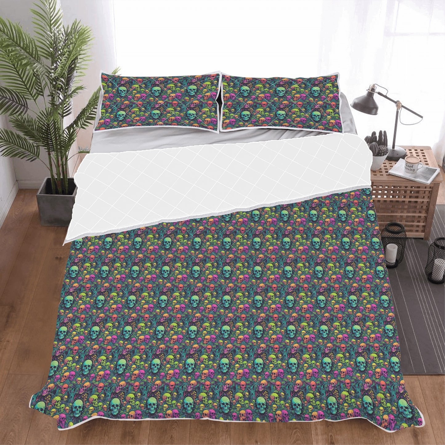Trippy Skulls Quilt Bedding Set - DeRose Seasonal