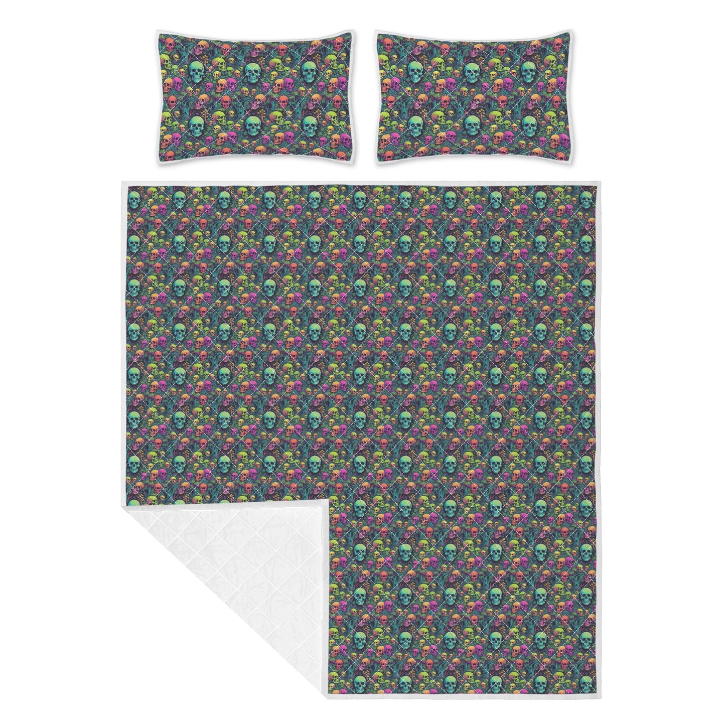 Trippy Skulls Quilt Bedding Set - DeRose Seasonal