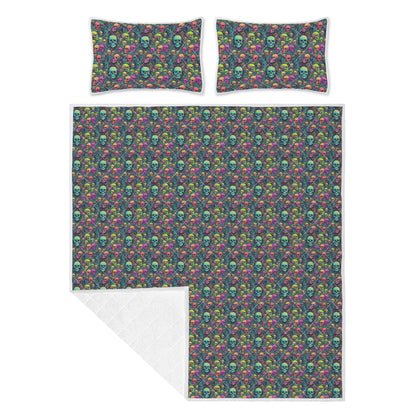 Trippy Skulls Quilt Bedding Set - DeRose Seasonal
