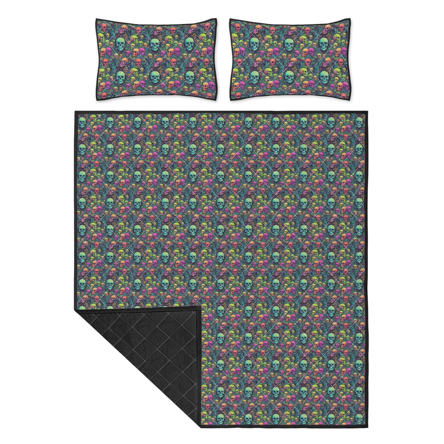 Trippy Skulls Quilt Bedding Set - DeRose Seasonal