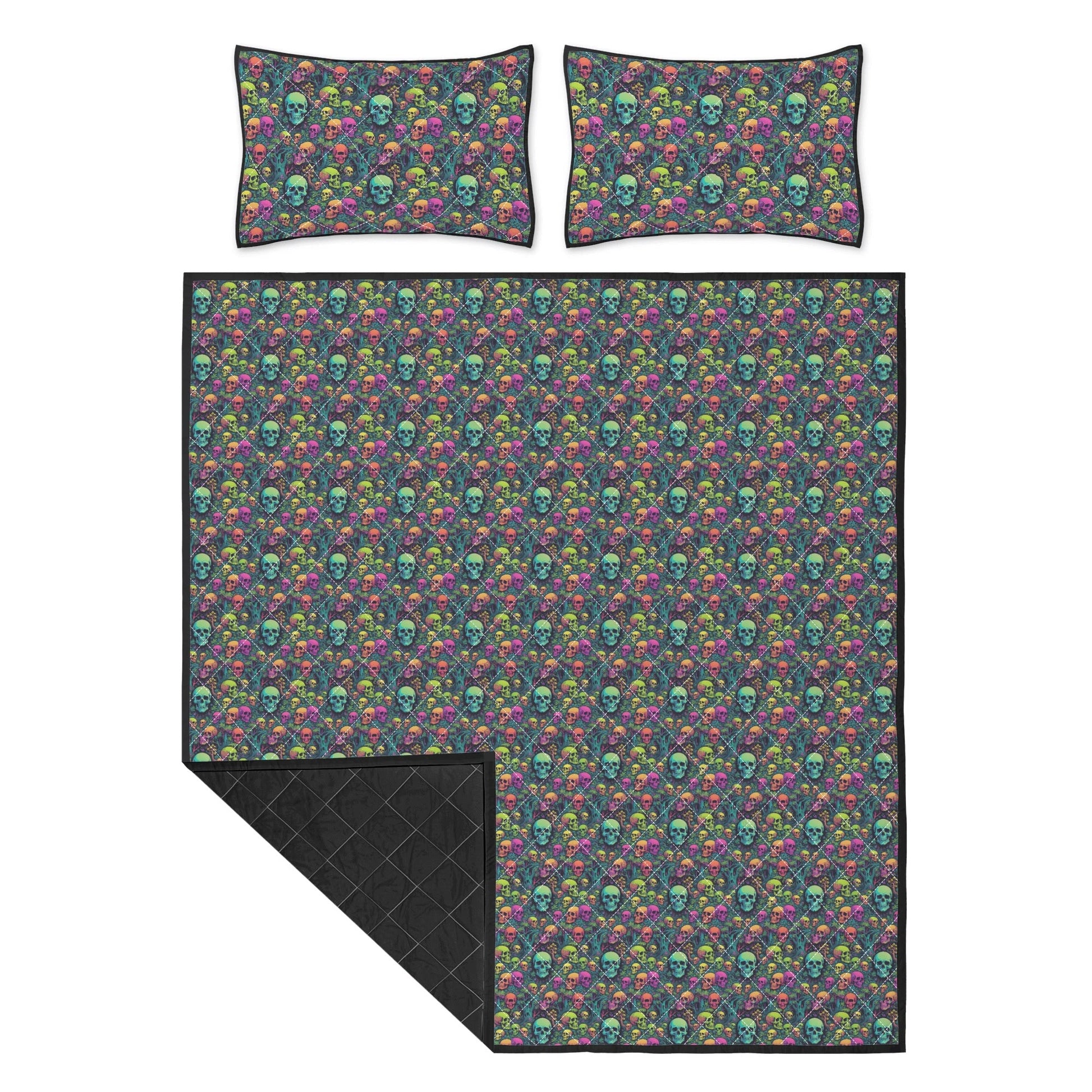 Trippy Skulls Quilt Bedding Set - DeRose Seasonal