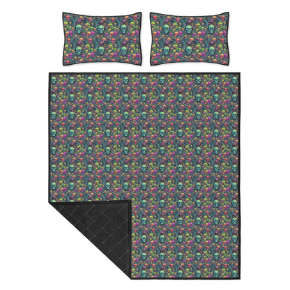 Trippy Skulls Quilt Bedding Set - DeRose Seasonal