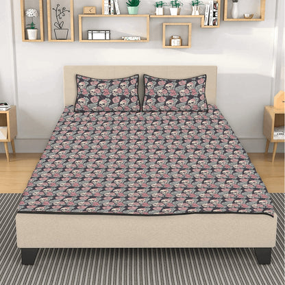 Skull and Pink Rose Quilt Bedding Set - DeRose Seasonal
