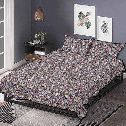 Pastel Floral and Skulls Quilt Bedding Set - DeRose Seasonal