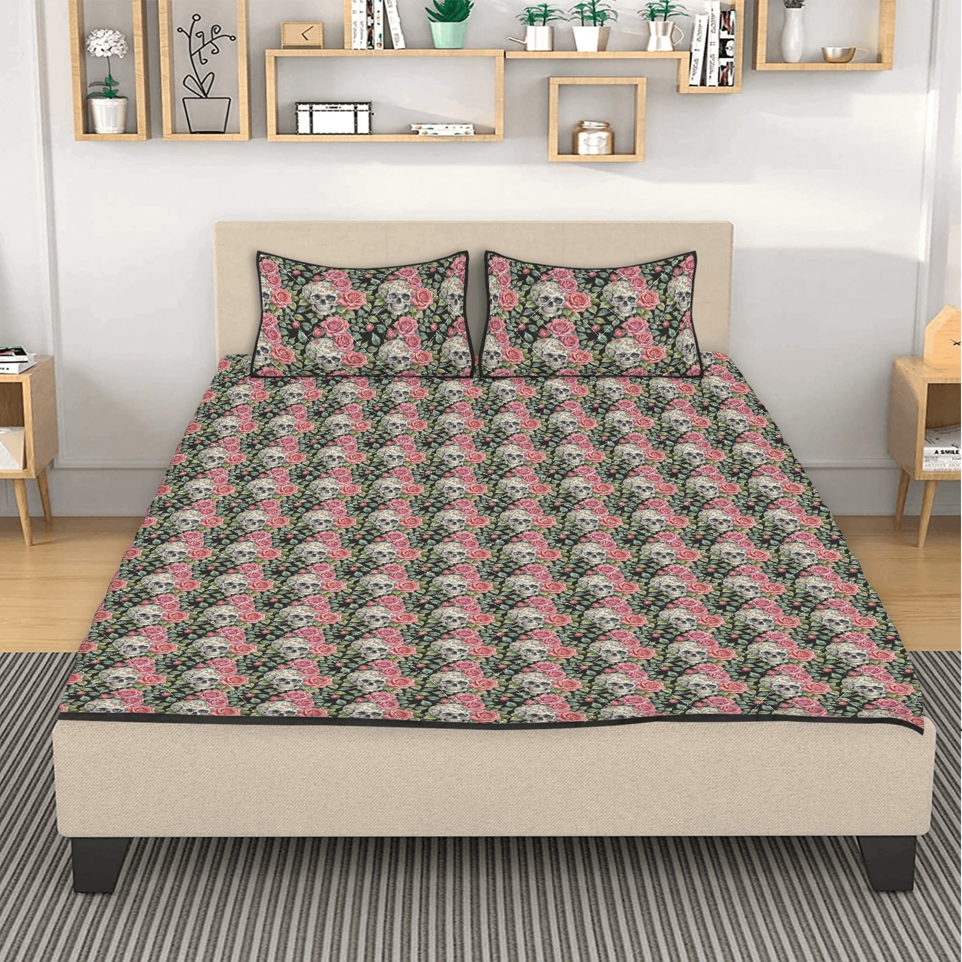 Pink Skulls Quilt Bedding Set - DeRose Seasonal