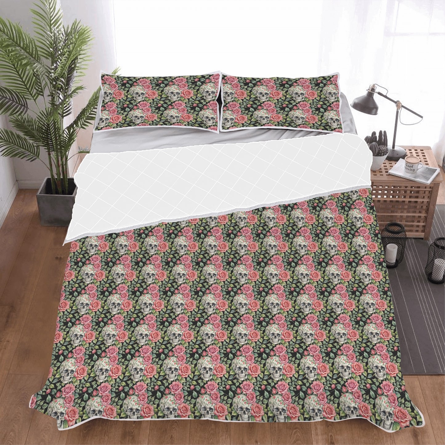 Pink Skulls Quilt Bedding Set - DeRose Seasonal