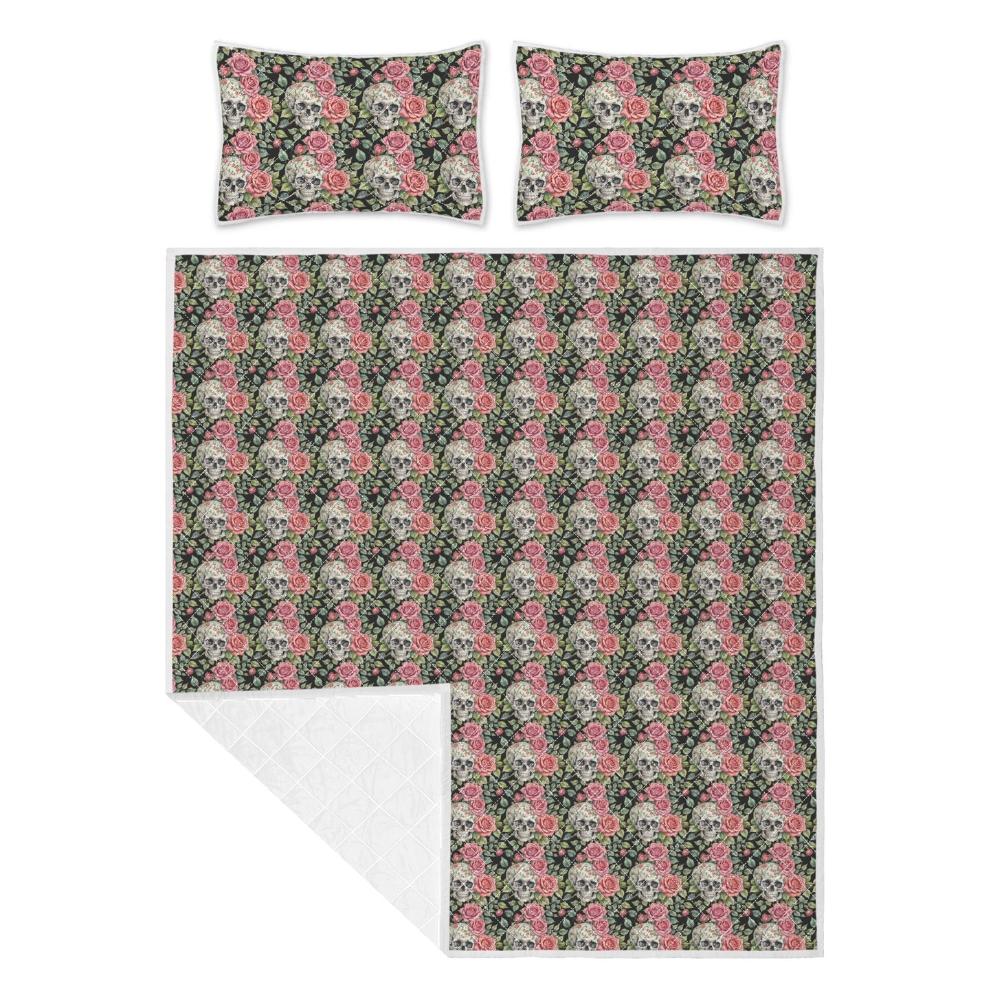 Pink Skulls Quilt Bedding Set - DeRose Seasonal