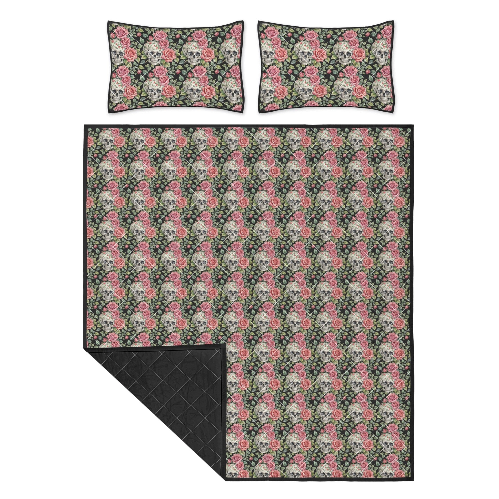 Pink Skulls Quilt Bedding Set - DeRose Seasonal