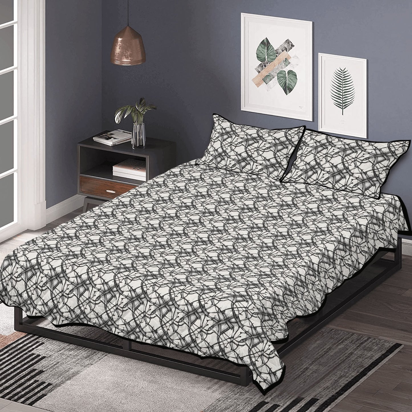 Floral Ink Quilt Bedding Set - DeRose Seasonal